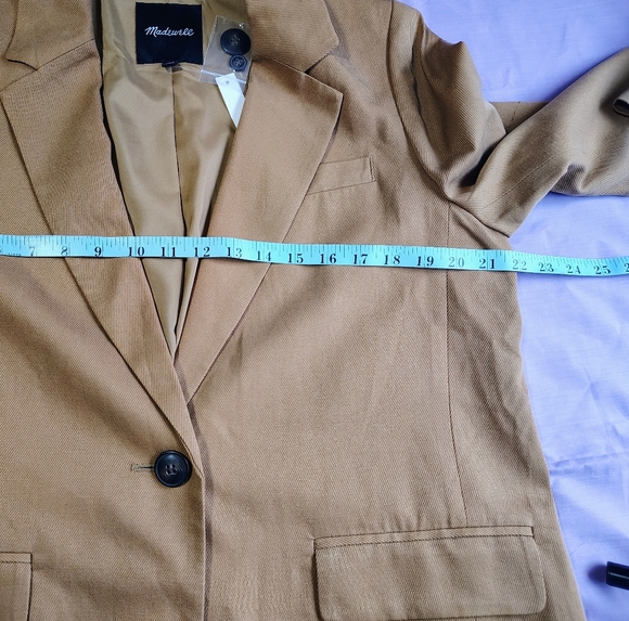 NWT Madewell The Larsen Blazer in drape-wave Toffee 1 button Closure L. - Picture 11 of 16